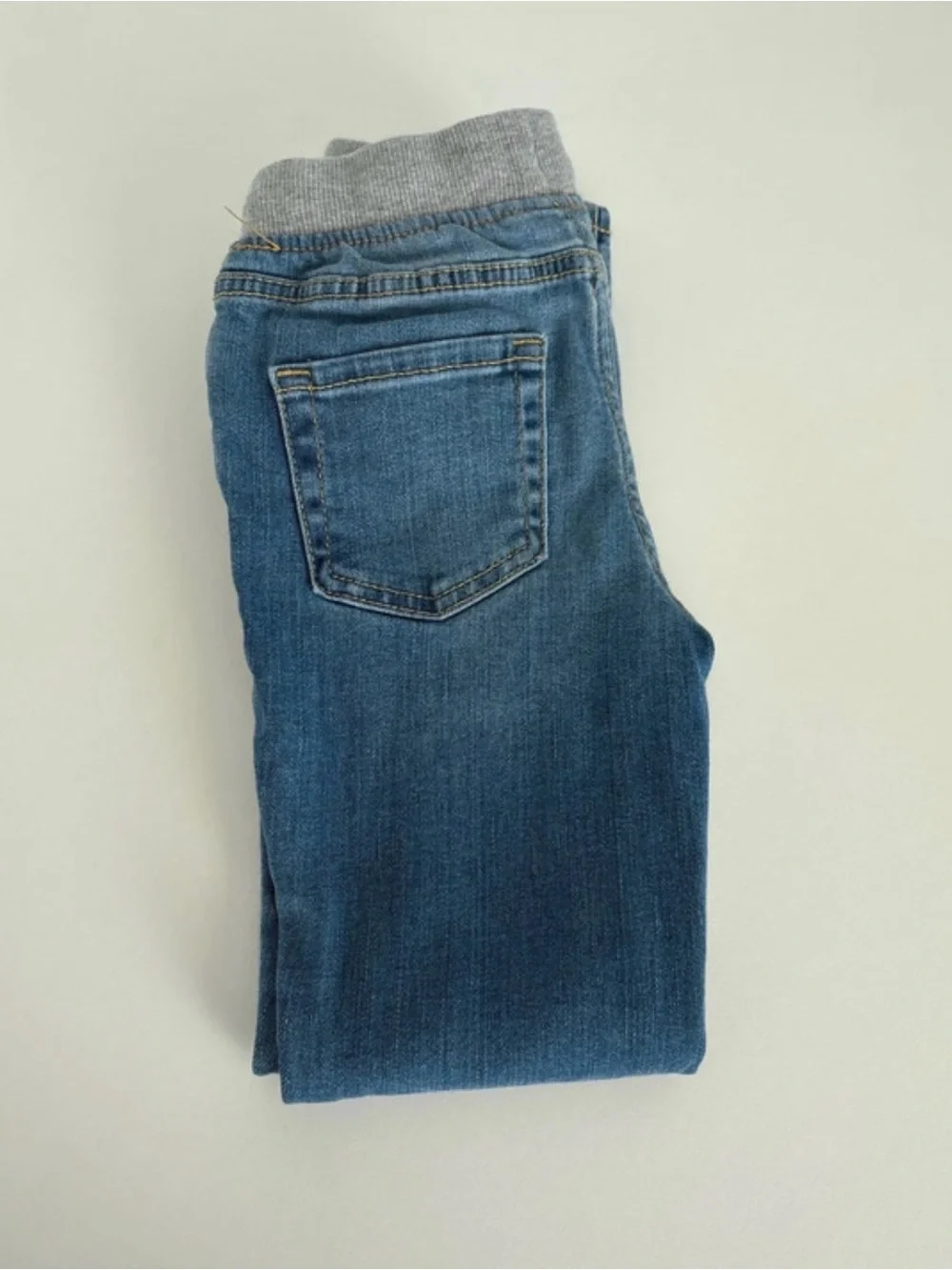 Girl Denim Joggers Trio with Pink Waistband and Silver Bow 3-pieces 5/6